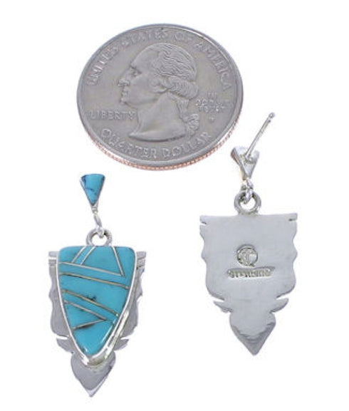 Southwest Silver And Turquoise Inlay Earrings EX31619